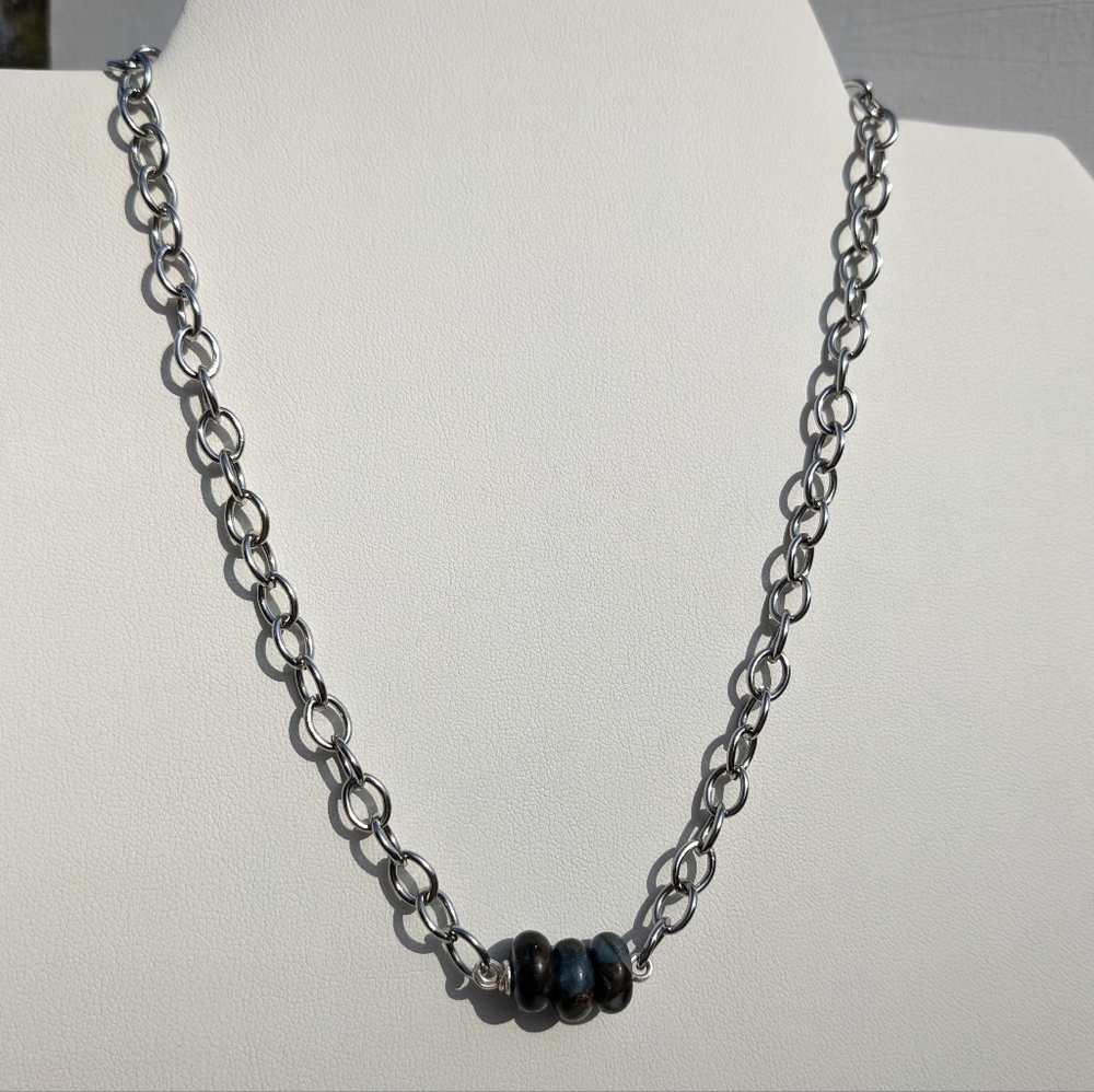 Jasper Stainless Steel Silver Chain Necklace Handmade Crystals Grounding Unisex - Picture 12 of 13